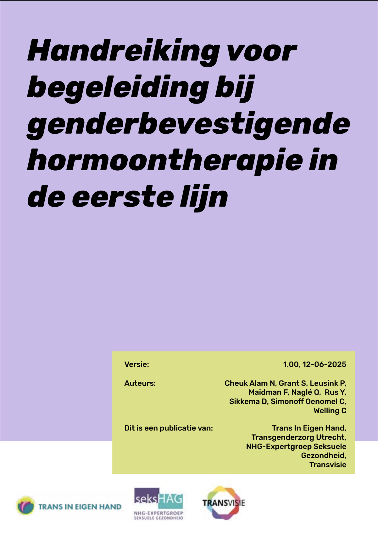 cover pagina van de handreiking hormoontherapie in de eerste lijn